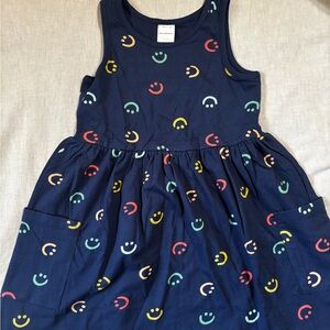 Hanna Andersson Navy Dress with Colorful Smiley Faces and Pockets, NWOT